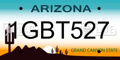 1GBT527 Arizona License Plate