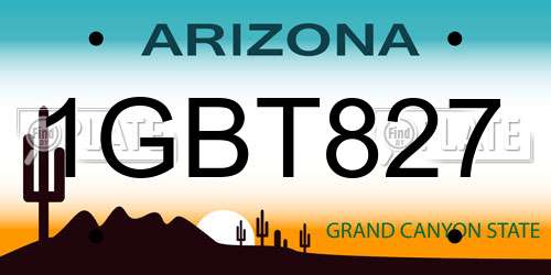 1GBT827 Arizona License Plate