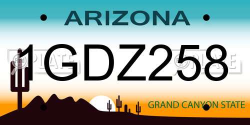 1GDZ258 Arizona License Plate