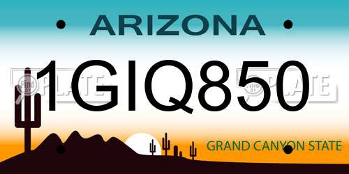 1GIQ850 Arizona License Plate