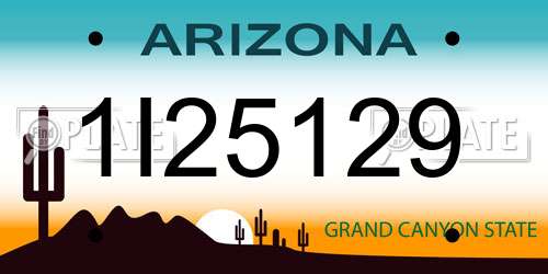 1I25129 Arizona License Plate