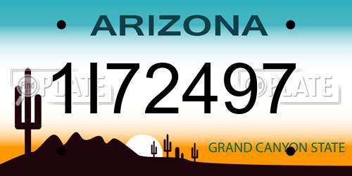 1I72497 Arizona License Plate