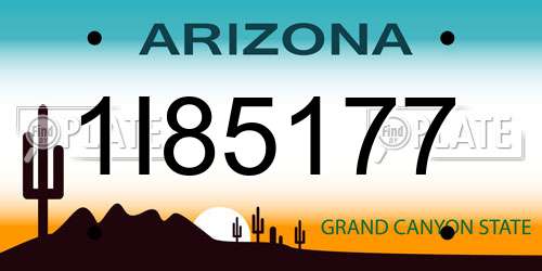 1I85177 Arizona License Plate