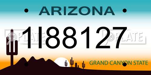 1I88127 Arizona License Plate