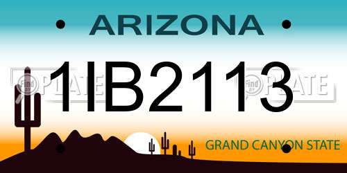 1IB2113 Arizona License Plate