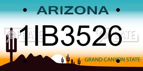1IB3526 Arizona License Plate