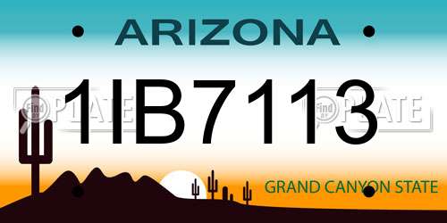 1IB7113 Arizona License Plate