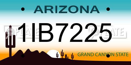 1IB7225 Arizona License Plate