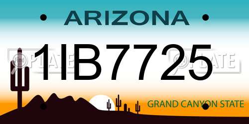 1IB7725 Arizona License Plate