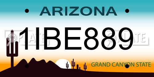 1IBE889 Arizona License Plate