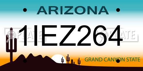 1IEZ264 Arizona License Plate