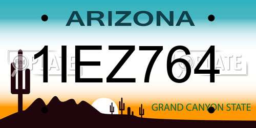 1IEZ764 Arizona License Plate