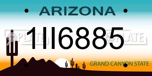 1II6885 Arizona License Plate