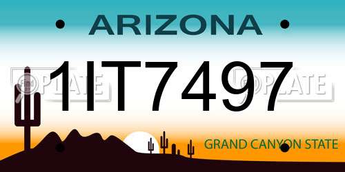 1IT7497 Arizona License Plate