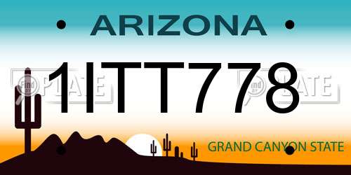1ITT778 Arizona License Plate