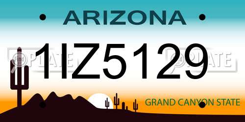 1IZ5129 Arizona License Plate