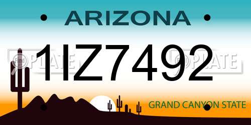 1IZ7492 Arizona License Plate