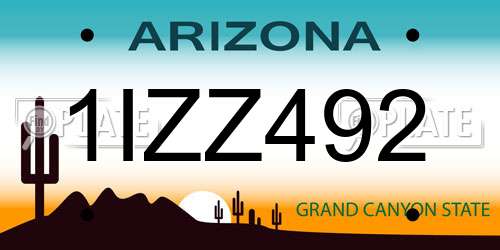 1IZZ492 Arizona License Plate