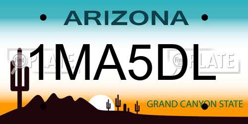 1MA5DL Arizona License Plate