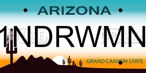 1NDRWMN Arizona License Plate