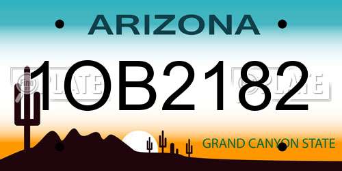 1OB2182 Arizona License Plate