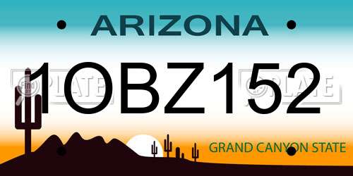 1OBZ152 Arizona License Plate