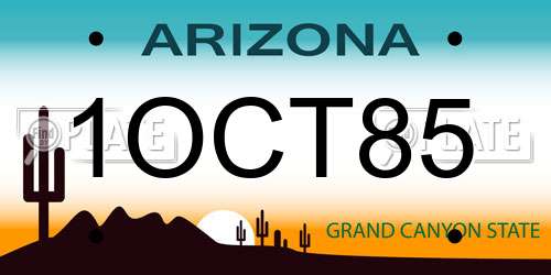 1OCT85 Arizona License Plate