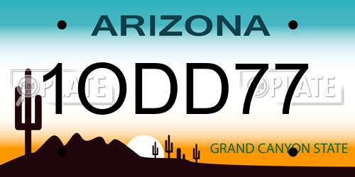 1ODD77 Arizona License Plate