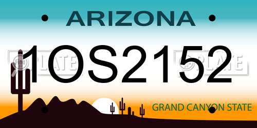 1OS2152 Arizona License Plate
