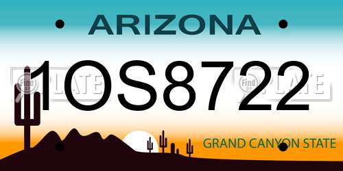 1OS8722 Arizona License Plate