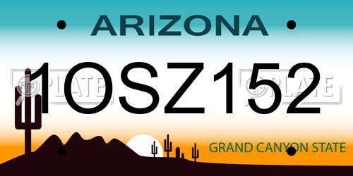 1OSZ152 Arizona License Plate