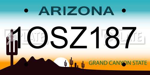 1OSZ187 Arizona License Plate