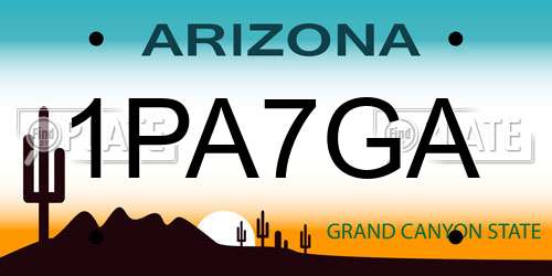 1PA7GA Arizona License Plate