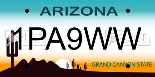 1PA9WW Arizona License Plate