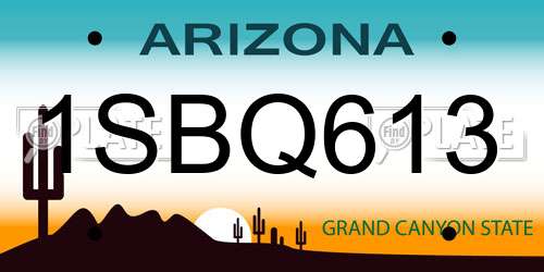 1SBQ613 Arizona License Plate