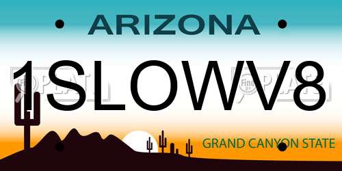 1SLOWV8 Arizona License Plate