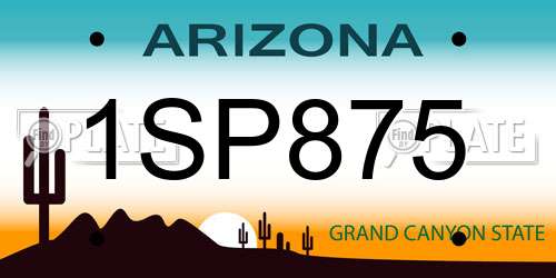 1SP875 Arizona License Plate