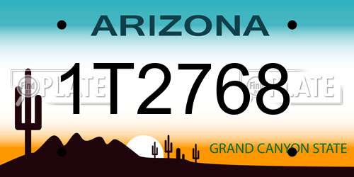 1T2768 Arizona License Plate
