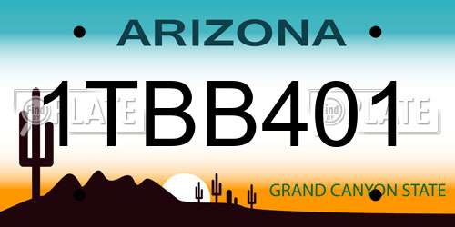 1TBB401 Arizona License Plate