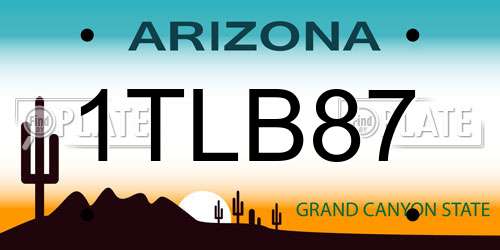 1TLB87 Arizona License Plate