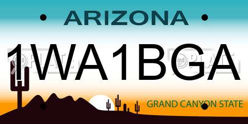 1WA1BGA Arizona License Plate