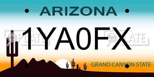 1YA0FX Arizona License Plate