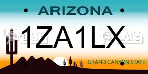 1ZA1LX Arizona License Plate