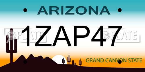 1ZAP47 Arizona License Plate
