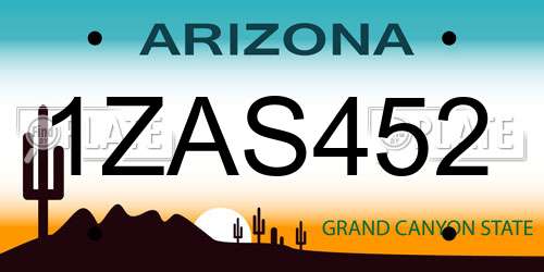 1ZAS452 Arizona License Plate