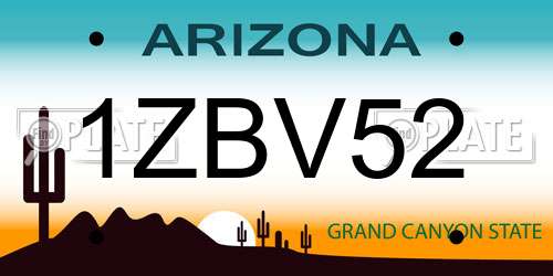 1ZBV52 Arizona License Plate