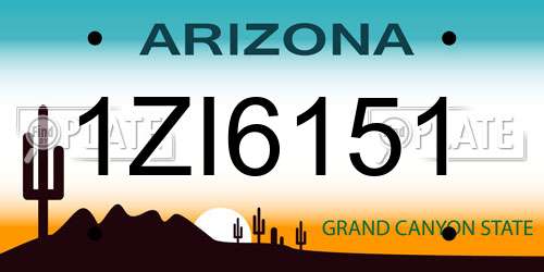 1ZI6151 Arizona License Plate