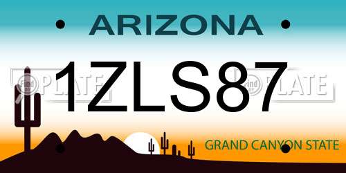 1ZLS87 Arizona License Plate