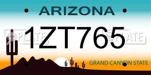 1ZT765 Arizona License Plate