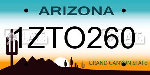 1ZTO260 Arizona License Plate